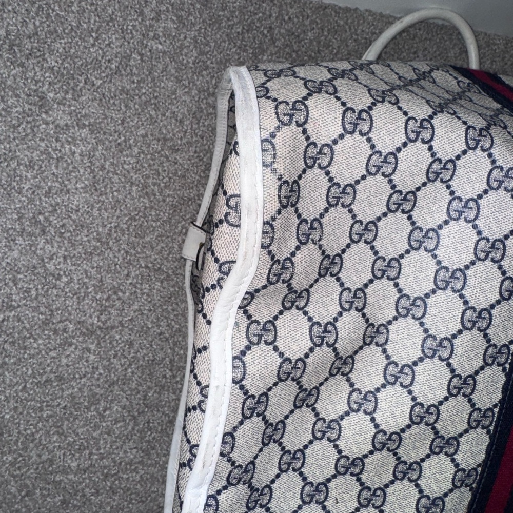 Gucci vintage GG SUPREME CANVAS Web White Boston Bag - Picture 7 of 9